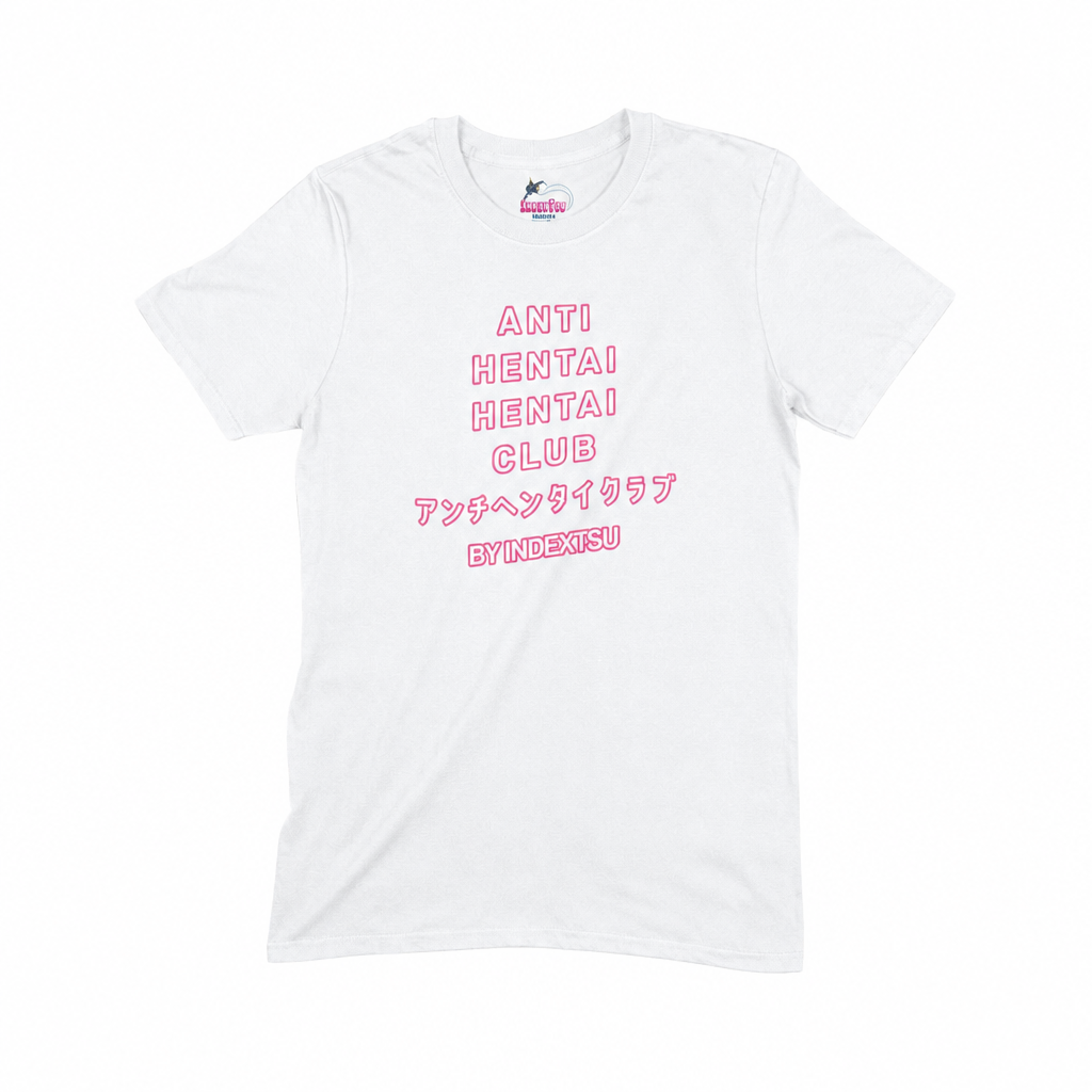 Playera blanca de KonoSuba! con diseño Anti Hentai Club de Megumin