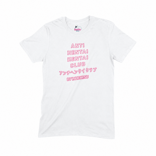 Playera blanca de KonoSuba! con diseño Anti Hentai Club de Megumin