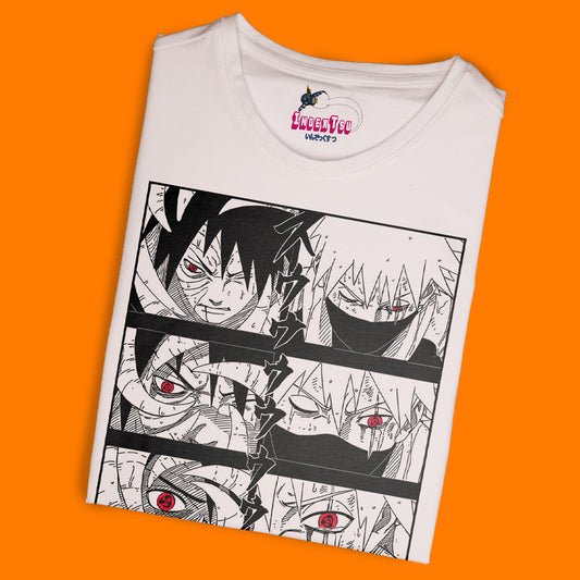 Playera IndexTsu Kuro Naruto Shippuden Obito y Kakashi Sharingan.