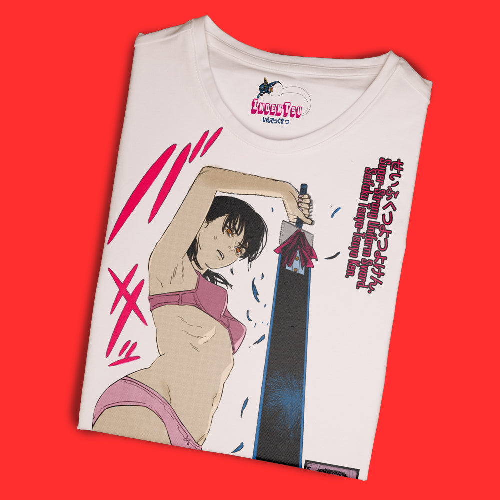 Playera IndexTsu Kuro Chainsaw Man Parte 2 Asa Mitaka SUPER-STRONG UNIFORM SWORD.